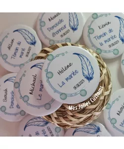 Badges objet personnalisés mariage anniversaire fêtes