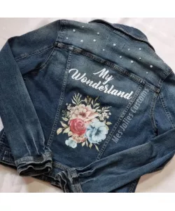 Personnalisation dos veste en jean dessin sur mesure